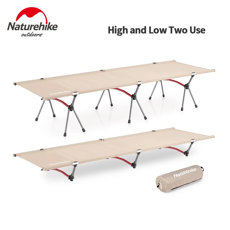 Naturehike น้ําหนักเบา Camping Cot ขนาดกะทัดรัดท่องเที่ยวเดินป่า Camping เตียงกลางแจ้งตกปลาเตียงพับ 