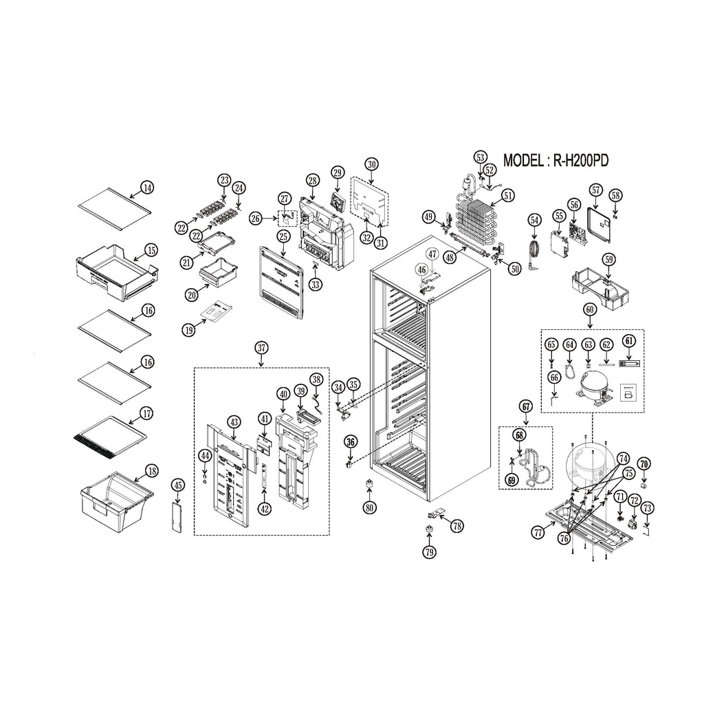 Hitachi อะไหล่ ตู้เย็น รุ่น R-H200PAD RH200PAชิ้นส่วน งานช่าง งานซ่อม อุปกรณ์ PART R-H200PD ศูนย์บริ