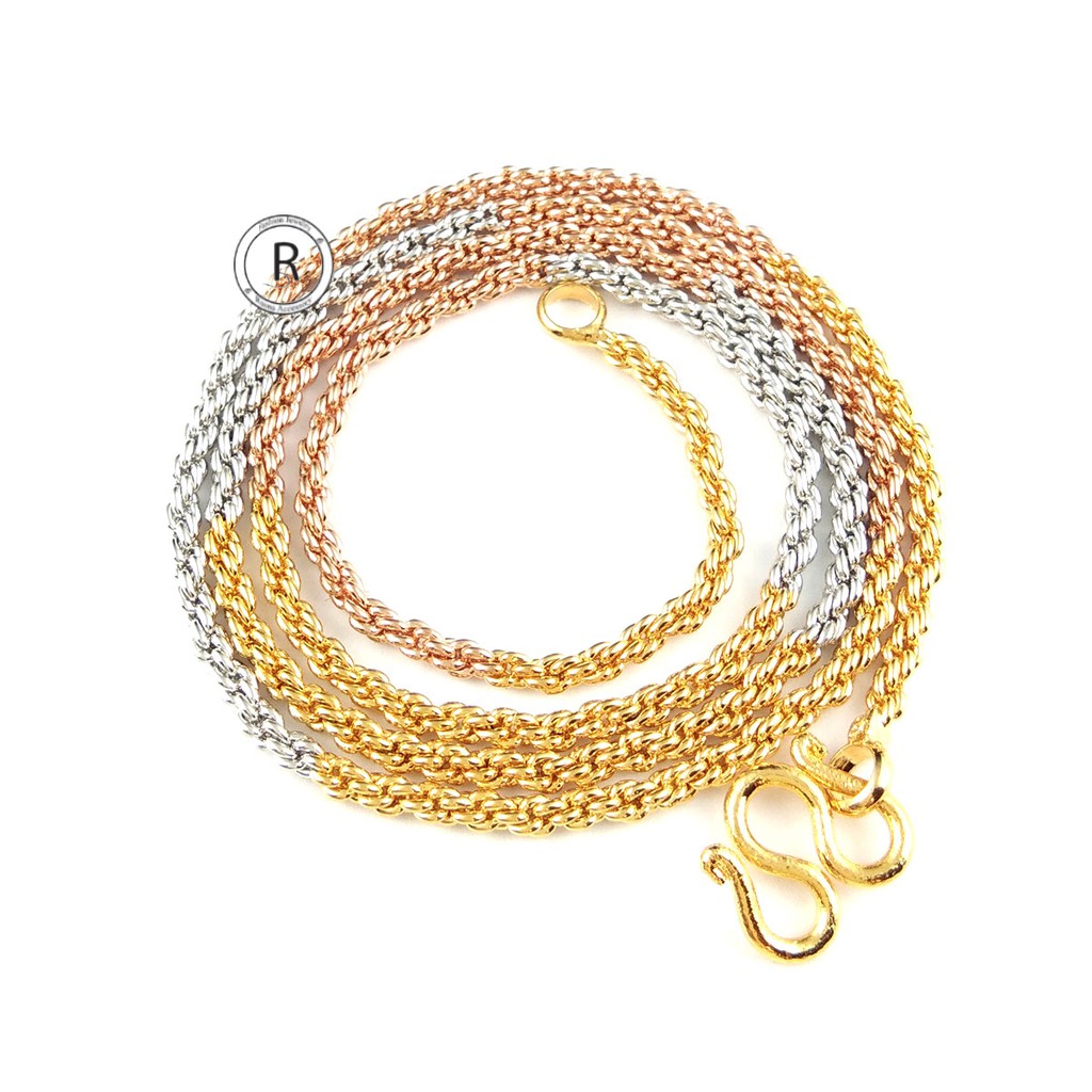 สร้อยคอสามกษัตริย์ รุ่น NL020-GWP สร้อยคอเปล่า สร้อยคอลายเกรียวญี่ปุ่น 3 k สร้อยคอผู้หญิง