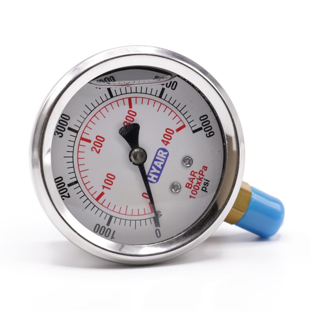 HYAIR เกจวัดแรงดัน 400 บาร์ หรือ 6000 psi ไม่มีหน้าแปลน (เกลียวเทเปอร์) CB-LM-63A-400 PRESSURE GAUGE