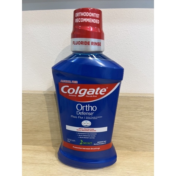 พร้อมส่ง   น้ำยาบ้วนปากจัดฟัน คอลเกต สำหรับคนจัดฟัน 500มล. Colgate mouthwash Phos Flur Ortho Defense