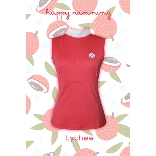 เสื้อวิ่ง Happy Running Zip Neck Training Sleeveless &gt;&gt; Lychee