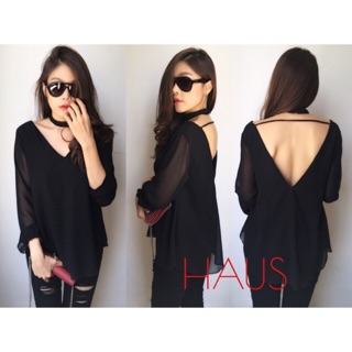 เสื้อแขนยาวชีฟองผ่าวีลึกด้านหลัง (ย้ำค่า...ผ้าชีฟอง!!!)