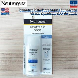 Neutrogena® Sensitive Skin Face Liquid Sunscreen Broad Spectrum SPF 50 40ml นูโทรจีนา ครีมกันแดด สำหรับผิวแพ้ง่าย