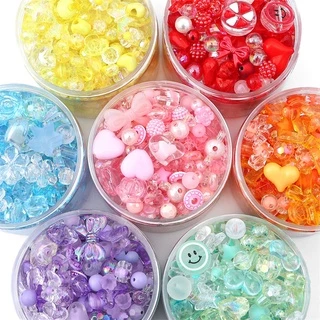 ลูกปัดพลาสติกอะครีลิคแบบสุ่มผสม 30g สำหรับ DIY งานเครื่องประดับทำสร้อยคอ สร้อยข้อมือ และพวงกุญแจ