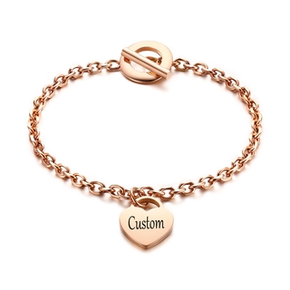 Vnox สร้อยข้อมือสแตนเลสแกะสลักรูปหัวใจสําหรับผู้หญิง