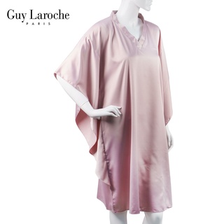 Guy Laroche ชุดนอน GV3769  กระโปรงยาวคลุมเข่า ทรงค้างคาวสั้น คอวี ไหล่ล้ำ เนื้อผ้าซาติน เนียน นุ่ม ลื่นเย็นสบาย  *