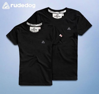 rudedog เสื้อคอกลม ชาย หญิง   รุ่น water seal สีดำ