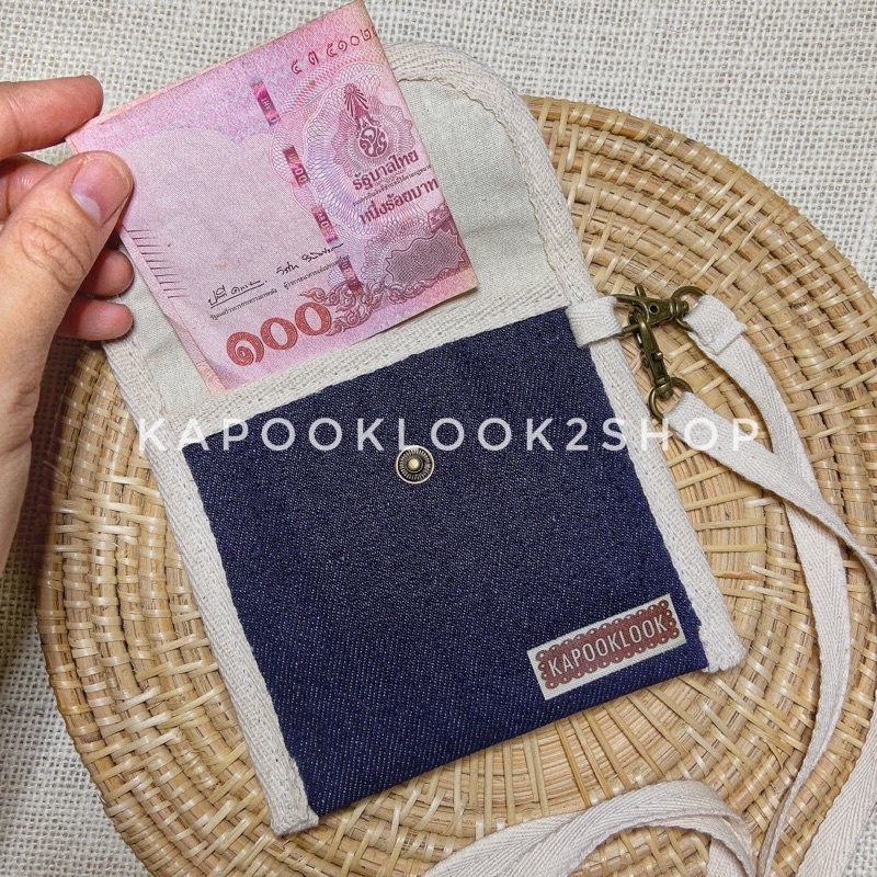 กระเป๋าสตางค์ มินิมอล 🔖 กระเป๋าสตางค์ใส่เหรียญ ใส่บัตร ผ้าแคนวาส ห้อยคอ กระเป๋าผ้า