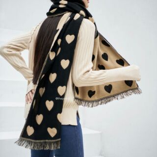 ผ้าพันคอทูโทน Heart Scarf