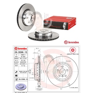 09 D096 13 จานเบรค ล้อ R (ยี่ห้อ BREMBO) รุ่น HC BMW G30 530e 530i, G11 G01 ปี2017-&gt;