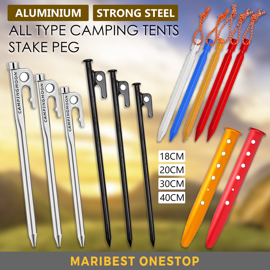 Campingmoon อลูมิเนียมเต็นท์ Peg เล็บ Pancang Khemah Camping Peg Stake เต็นท์เล็บทราย Peg Flysheet P