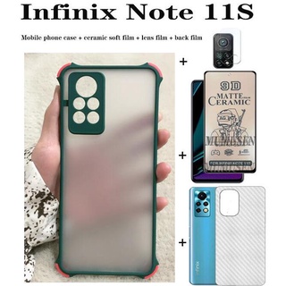 4in1 เคสโทรศัพท์มือถือ กระจกนิรภัย เซรามิค ฟิล์มนิ่ม ฟิล์มเลนส์ สําหรับ infinix Note 11s infinix Note 12 G96 Note 11pro