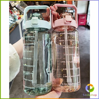 Smileshop ขวดน้ํา 2000 ml ลิตร สีใส    ดีไซน์สวย พร้อมส่ง plastic cup