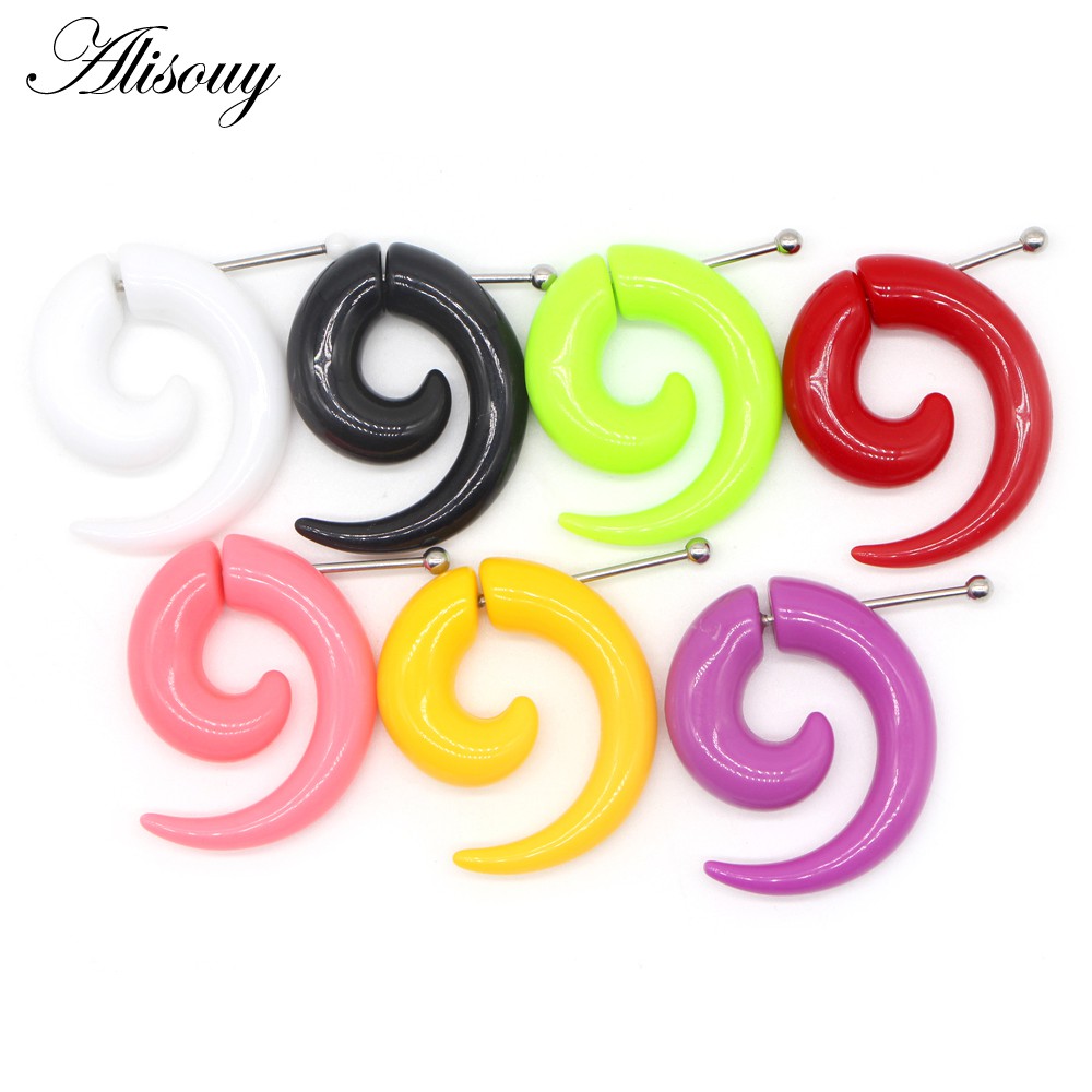 Gothic Punk สีดำอะคริลิค ต่างหู Snail Stud สำหรับผู้หญิงและผู้ชาย