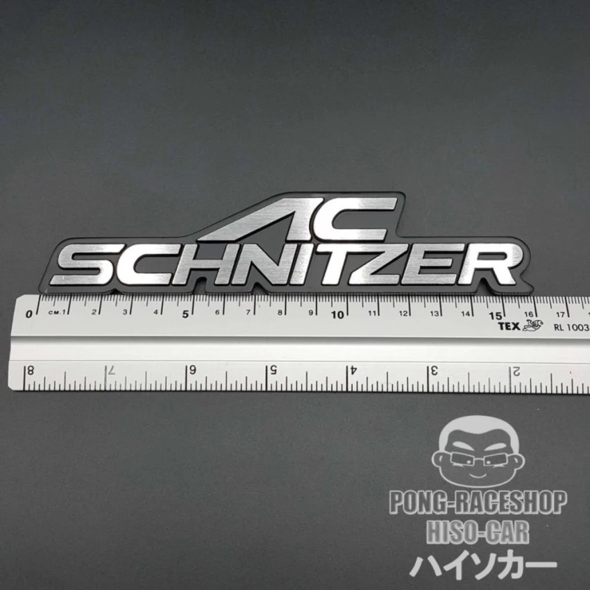 ส่งจากกรุงเทพ โลโก้ เพลทงานอลูมิเนียม 3D ขนาด 16.0x3.5 Cm ลาย BMW AC SCHNITZER