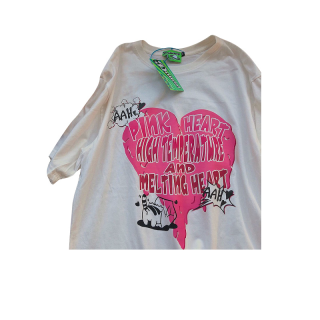 โปรโมชั่น : 14.daysพร้อมส่ง|ถูก|ส่งไวเสื้อยืดผู้หญิง เสื้อโอเวอร์ไซส์ ลายpink heart มี2สีขาวดำ A54