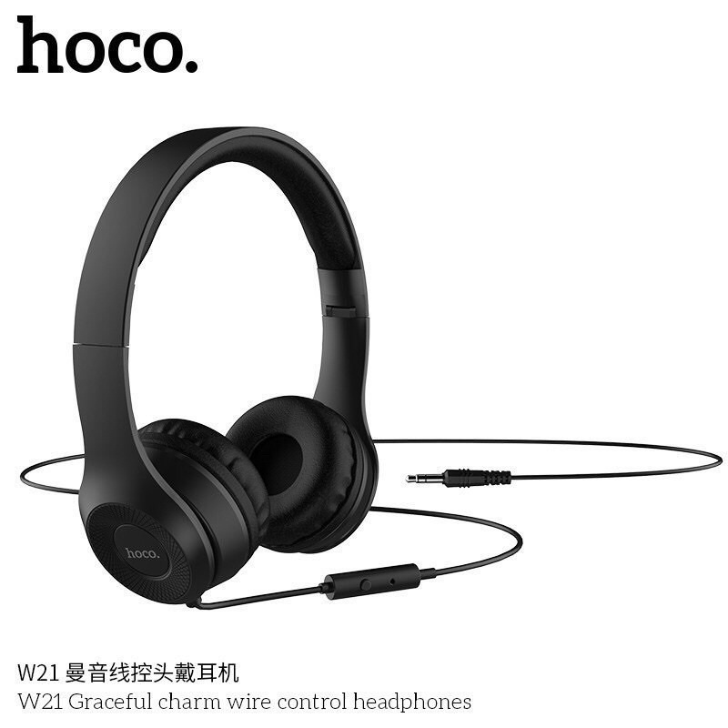 ?หูฟัง Hoco W21 /W35 ของแท้ 100% มีไมโครโฟนใช้กับโน๊ตบุ๊ค มือถือ ได้ หูฟังครอบหูพร้อมไมค์ เสียงดี