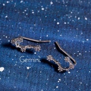 Premium Minimal Aquarius Import Clip Earrings ต่างหู ตุ้มหู หนีบ ราศี กุมภ์ นำเข้า ชุบ ทองคำขาว เพชร ไม่แพ้ ผิวแพ้ง่าย