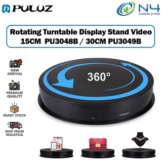 Puluz แท่นวางแผ่นเสียงไฟฟ้า หมุนได้ 360 องศา 30 ซม. 15 ซม. USB สําหรับถ่ายภาพ วิดีโอ