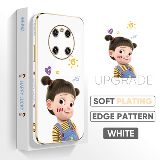 สําหรับ Huawei Mate 20 30 40 Pro 20X ลายการ์ตูนเด็กผู้หญิงน่ารัก ชุบ TPU เคสโทรศัพท์ ป้องกันเต็มเลนส์ ฝาหลัง