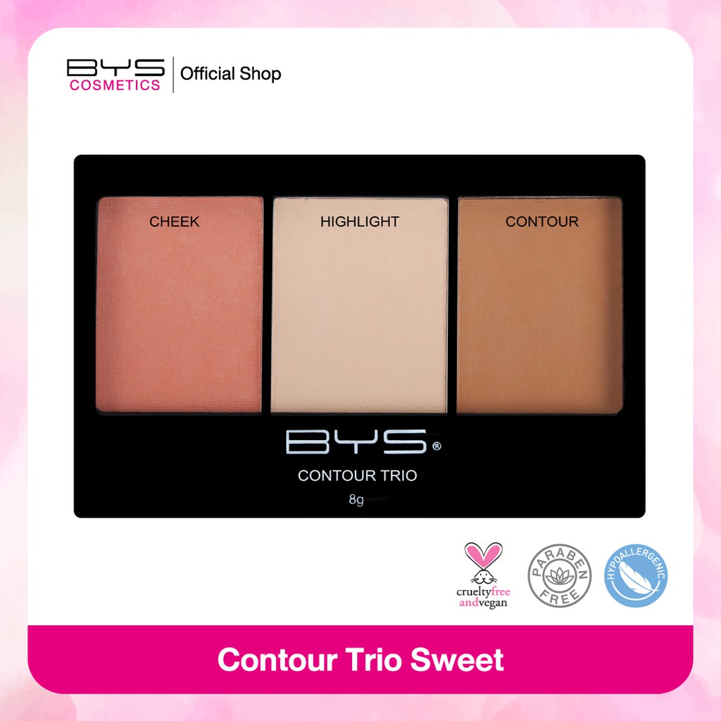 BYS Cosmetics Contour Trio Sweet (คอนทัวร์, เฉดดิ้ง, ไฮไลต์หน้า, แต่งหน้า)