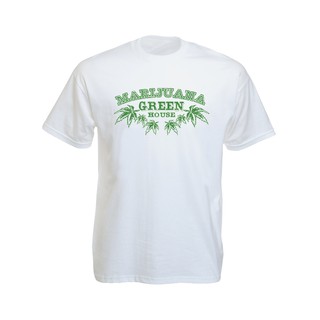 เสื้อยืดราสต้าTee-Shirt Green House เสื้อยืดคอกลมสีขาว/สีดำลาย Green House White/Black Tee-Shirt