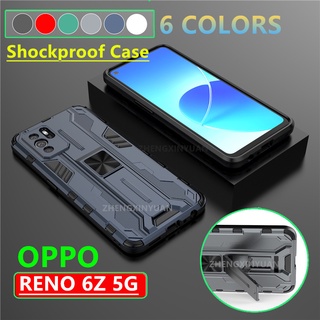 เคสโทรศัพท์ เคสแข็ง หุ่นยนต์ เคสไฮบริด เคสกันกระแทก OPPO RENO6Z RENO 6 Z RENO6 Z 5G Armor Stlye TPU Soft Rubber Bracket Cover For RENO 6Z Phone Case