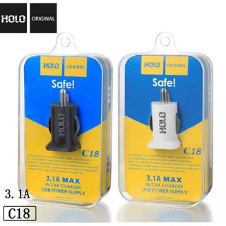 ที่ชาร์จโทรศัพท์มือถือในรถยนต์ อุปกรณ์ชาร์จไฟUSB ในรถยนต์ 3.1a max 2USB ยี่ห้อholo รุ่น c18