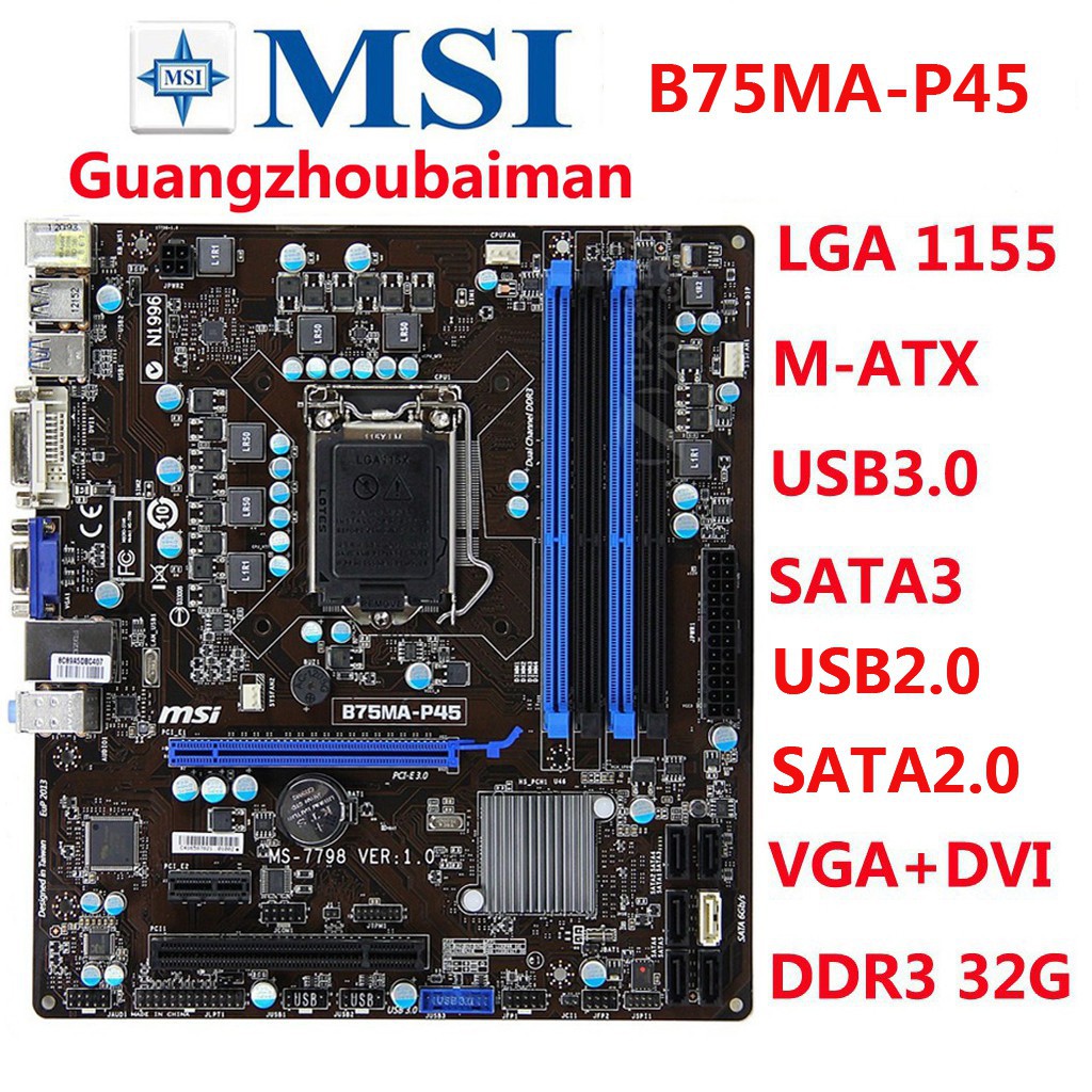 Used Gaming Combo Set Bundle Asus 5 M Plus P8b75 M Gigabyte 5m Hd3 Msi