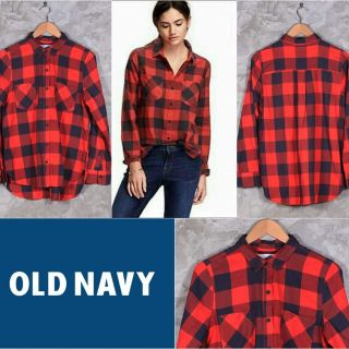 เสื้อเชิ้ตลายสก็อตสีแดง old navy