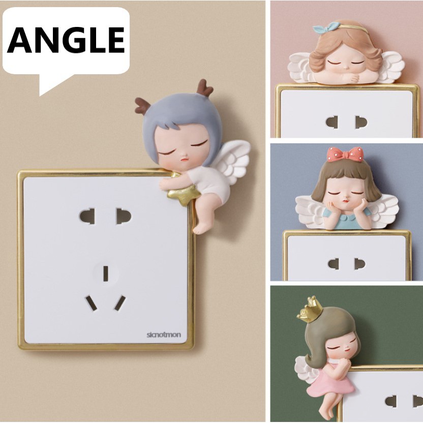 🎉สินค้าพร้อมส่ง🎉ตัวการ์ตูนติดสวิสต์ไฟรูปนางฟ้า สติ๊กเกอร์ติดผนัง3dรูปนางฟ้า