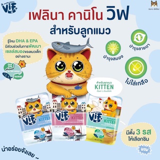 Felina Canino Vif เฟลินา คานิโน วิฟ อาหารแมวชนิดเปียกสำหรับลูกแมว  มีให้เลือก 3 สูตร ขนาด 75 กรัม