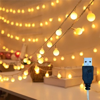 สายไฟลูกบอล LED สีขาวอบอุ่น ยาว 2 เมตร 3 เมตร 6 เมตร / สายไฟทองแดง พลังงาน USB / สายไฟตกแต่งห้องในร่ม กันน้ํา / สําหรับคริสต์มาส ปีใหม่ ปาร์ตี้ งานแต่งงาน