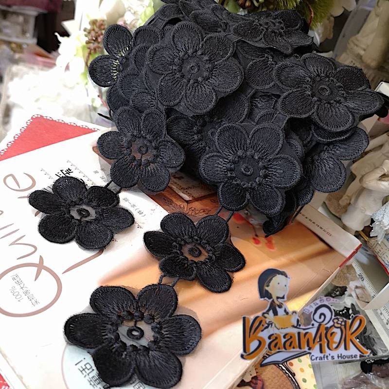 1y 90cm LACE5506 ผ้าลูกไม้ ลาย ดอกไม้ ขนาดกว้าง 6 เซนติเมตร x ความยาว 90 เซนติเมตร