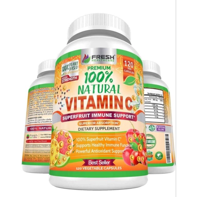 ✨️พร้อมส่ง✨️Natural Vitamin C - 100%, 120 Capsules