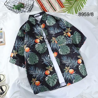 M47:เสื้อลายฮาวาย ⚡️ซื้อ2ชิ้นลดเพิ่มอีกจ้า.เสื้อลายดอกผ้าไนล่อนแห้งเร็วไม่อุ้มน้ำ ใส่สบาย