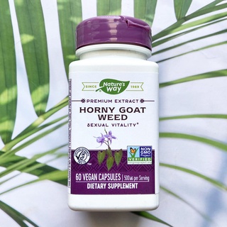 สมุนไพรสกัดจากหญ้าแพะหงี่ Horny Goat Weed 500 mg 60 Vegan Capsules (Natures Way®)