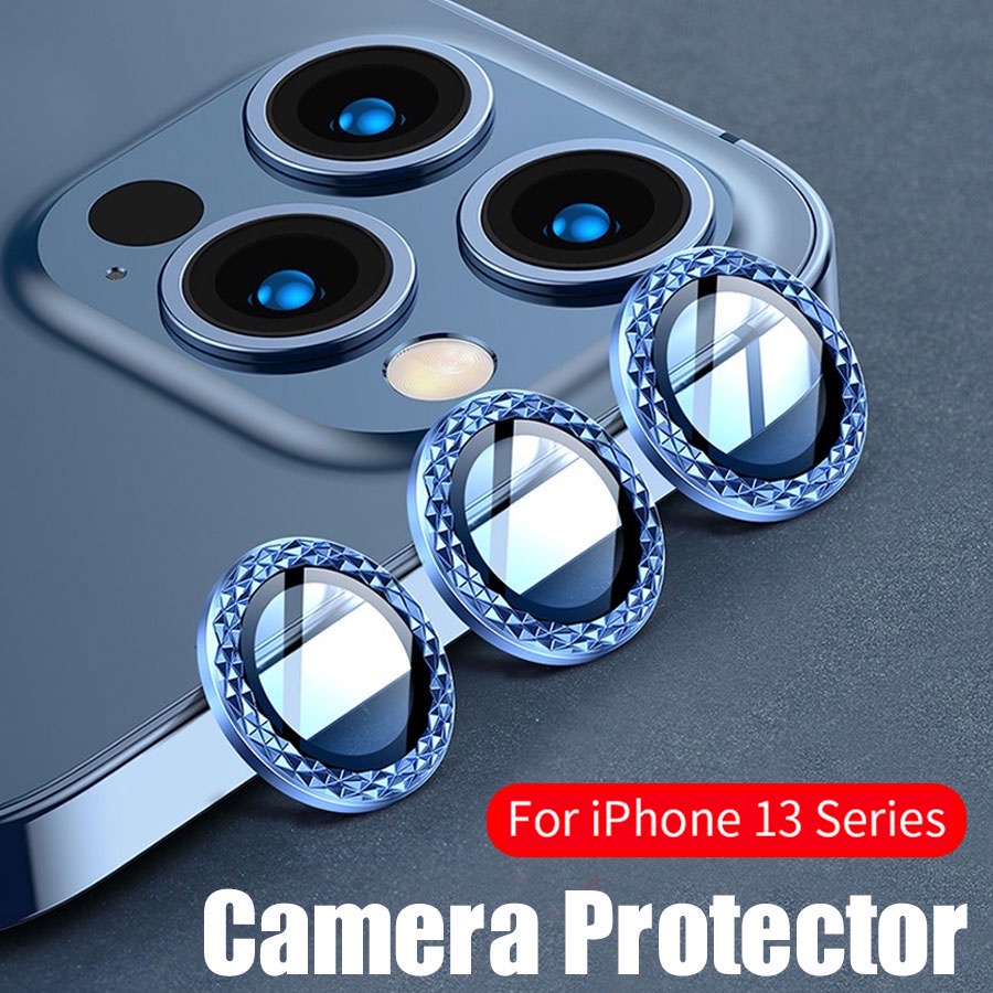 ตัวป้องกันเลนส์กล้องสำหรับ iPhone 11 12 13 Pro Max คลุมทั้งหมดรูปแบบเพชรตัวป้องกันกล้อง 12 13 มินิโลหะแหวนกล้องตัวป้องกันเลนส์