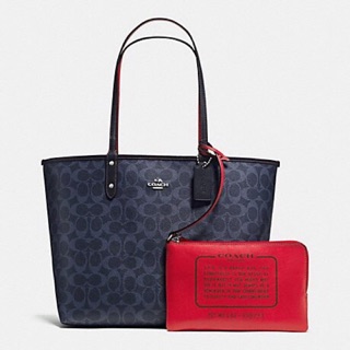 COACH REVERSIBLE CITY TOTE IN DENIM SIGNATURE