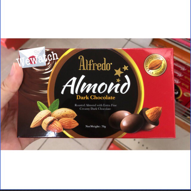 Alfredo  Almond dark chocolate  ช๊อคโกแลตสอดไส้อัลมอนด์ กล่องสีแดง