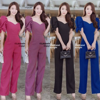 B17203 จั้มสูทขายาวแต่งโบว์แขน Long sleeve jumpsuit with bow