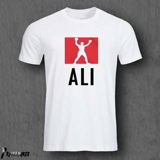 เสื้อยืดลายกราฟฟิก MUHAMMAD ALI สำหรับผู้ชายสีขาวดำ