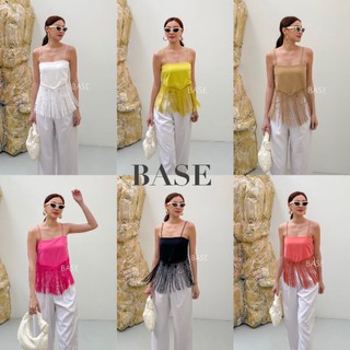 🔖BASE เสื้อสายเดี่ยวผูกหลัง ดีเทลแต่งพู่ยาวด้านหน้า