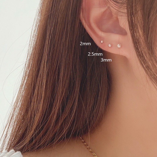 Suwann.na [ราคาต่อคู่] ต่างหู ต่างหูเงินแท้ หมุดเงิน, ทอง