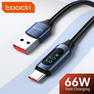 Toocki สายชาร์จ USB Type C 66W 6A ชาร์จเร็วมาก สําหรับ Huawei Xiaomi พร้อมจอแสดงผลดิจิทัล LED USB-C