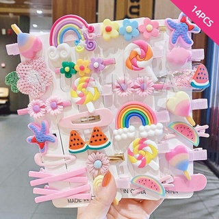 กิ๊ฟน่ารัก กิ๊ฟสไตล์เกาหลี กิ๊ฟเซ็ท14 ชิ้น  กิ๊บสีลูกกวาด Childrens hairpin