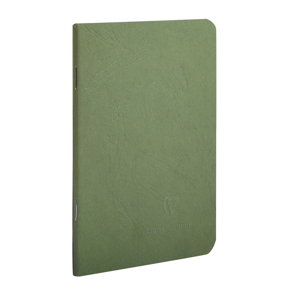 Clairefontaine สมุดบันทึก มีเส้นบรรทัด 90 แกรม ปกกระดาษแข็ง pressboard ลายหนัง สีเขียว 9x14ซม. 734163C