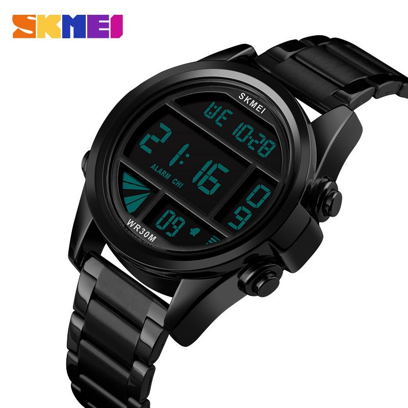 Skmei 1448 Luxury Fashion Men/Men Digital Watch 30M Waterproof Stainless Steel Wristband Stopwatch 12/24 Hours Watch