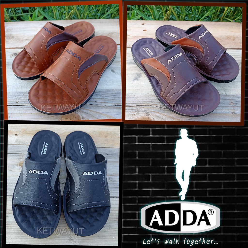 รองเท้าแตะผู้ชายแบบสวม รองเท้าหนังผู้ชาย adda 73802